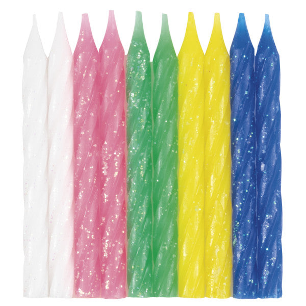 Spiral Glitter Birthday Candles - Assorted Colors, 20ct