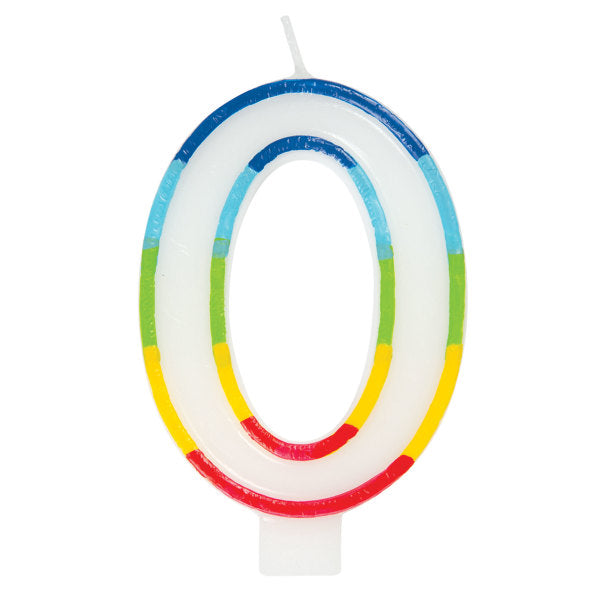 Rainbow Border Number 0 Birthday Candle