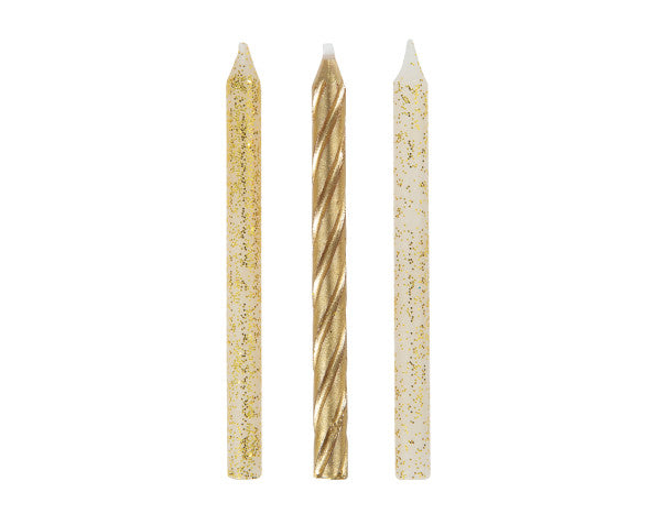 Glitter and Gold Spiral Birthday Candles - Assorted, 24ct