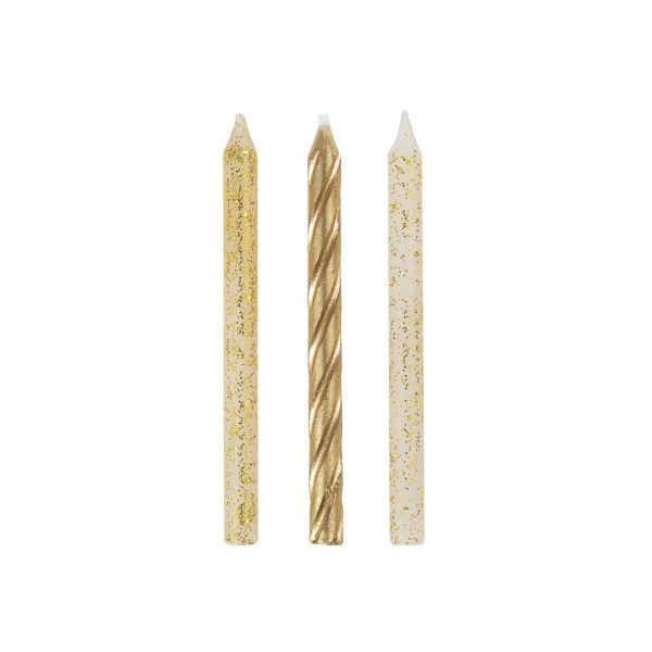 Glitter and Gold Spiral Birthday Candles - Assorted, 24ct