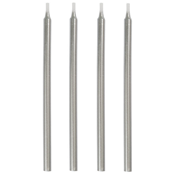 Silver Birthday Candles 5", 12ct