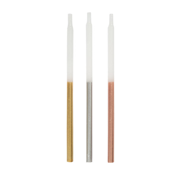 Metallic Dipped Birthday Candles 5" - Assorted, 12ct