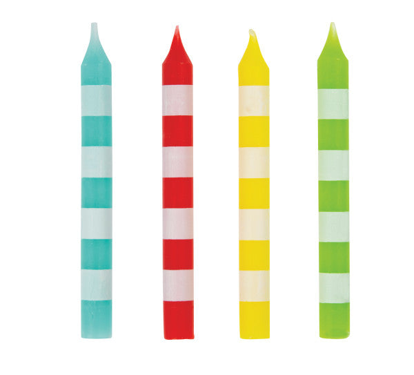 Striped Birthday Candles - Assorted Colors, 8ct