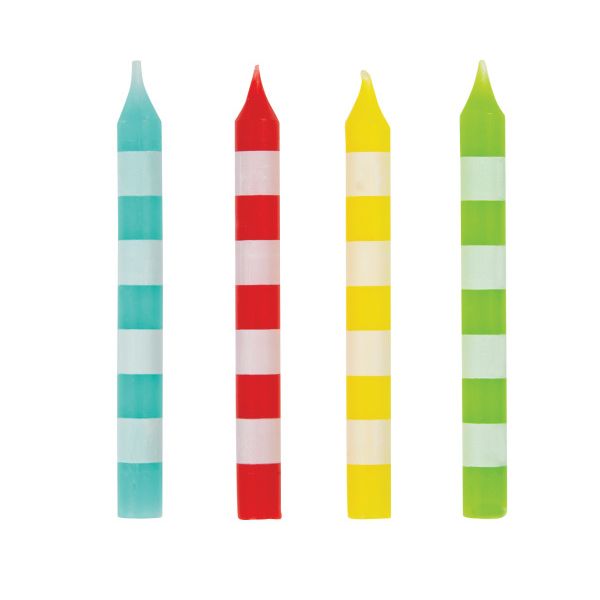 Striped Birthday Candles - Assorted Colors, 8ct