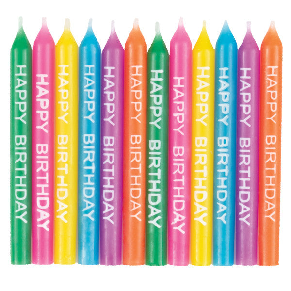 Happy Birthday Script Candles 2.5", 24ct