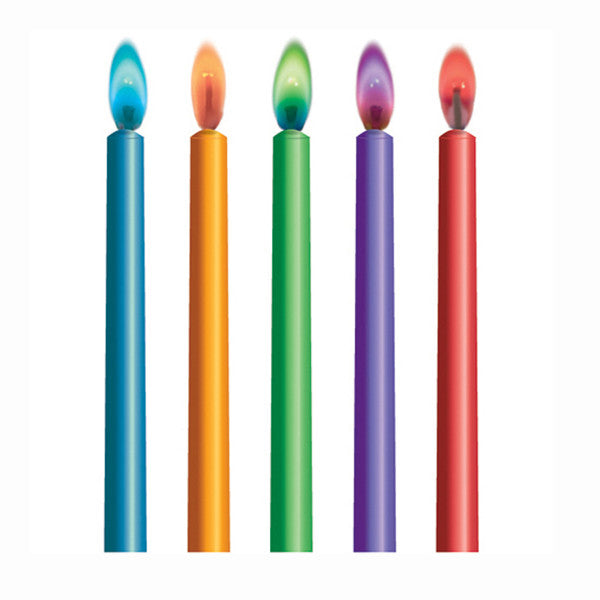 Color Flame Birthday Candles & Holders, 10ct