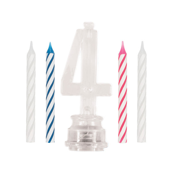 Number 4 Flashing Candle Holder with Birthday Candle