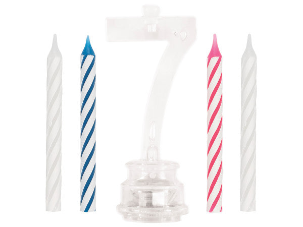 Number 7 Flashing Candle Holder with Birthday Candle