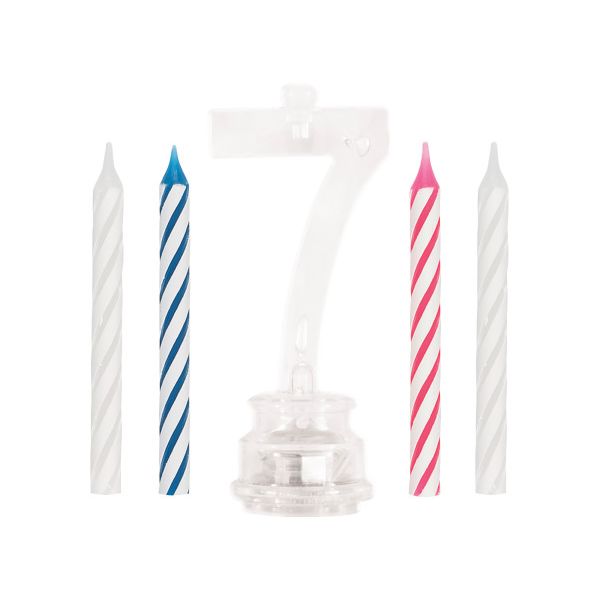 Number 7 Flashing Candle Holder with Birthday Candle