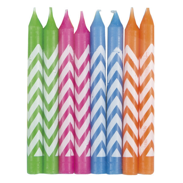Chevron Birthday Candles - Assorted Colors, 8ct