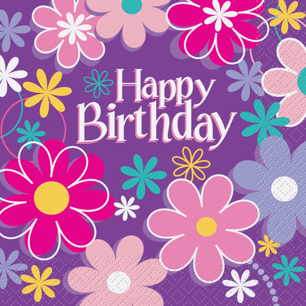 Birthday Blossoms Luncheon Napkins, 16ct