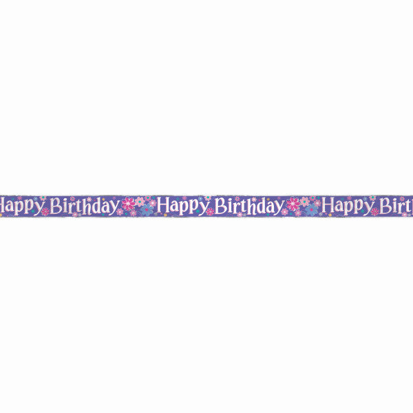 Birthday Blossoms Foil Banner, 12 ft