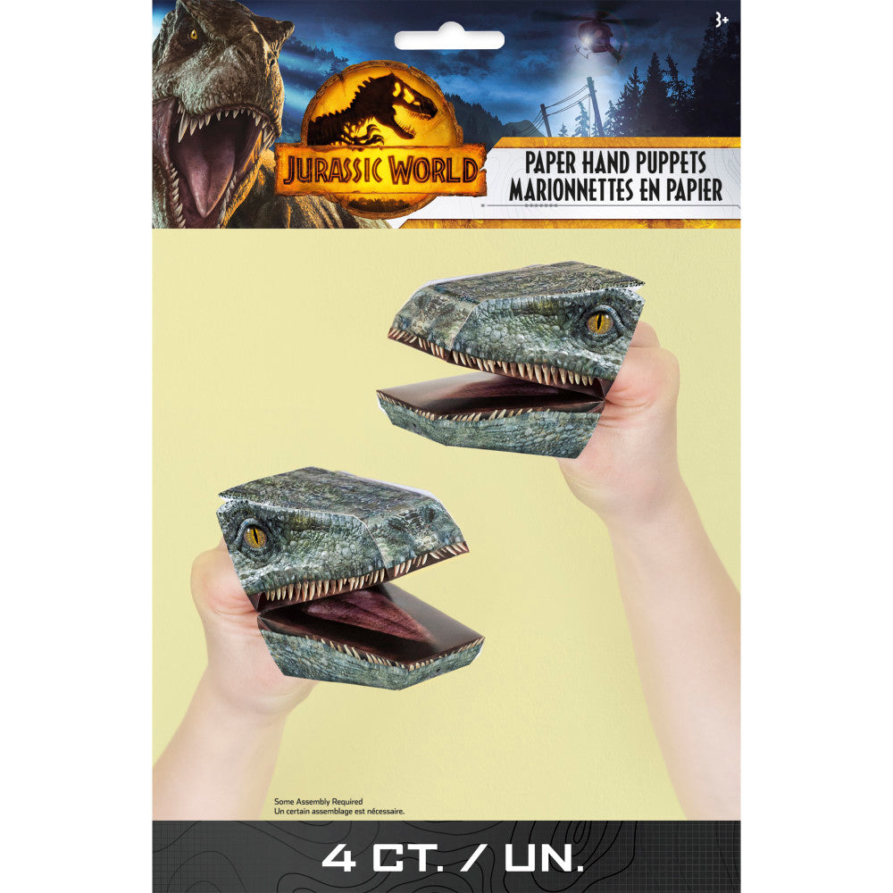 Jurassic World 3 DIY Paper Hand Puppets Kit, 4ct