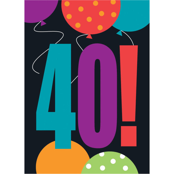 Birthday Cheer Age 40 Invitations, 8ct