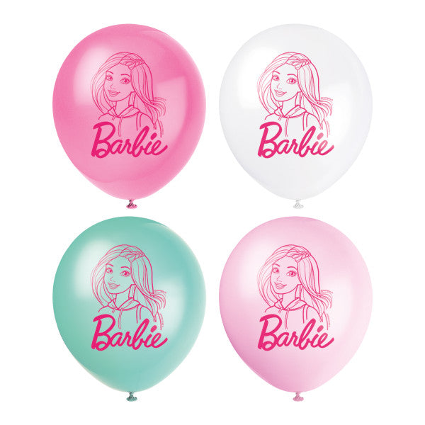 Barbie Assorted Color 12" Latex Balloons, 8ct
