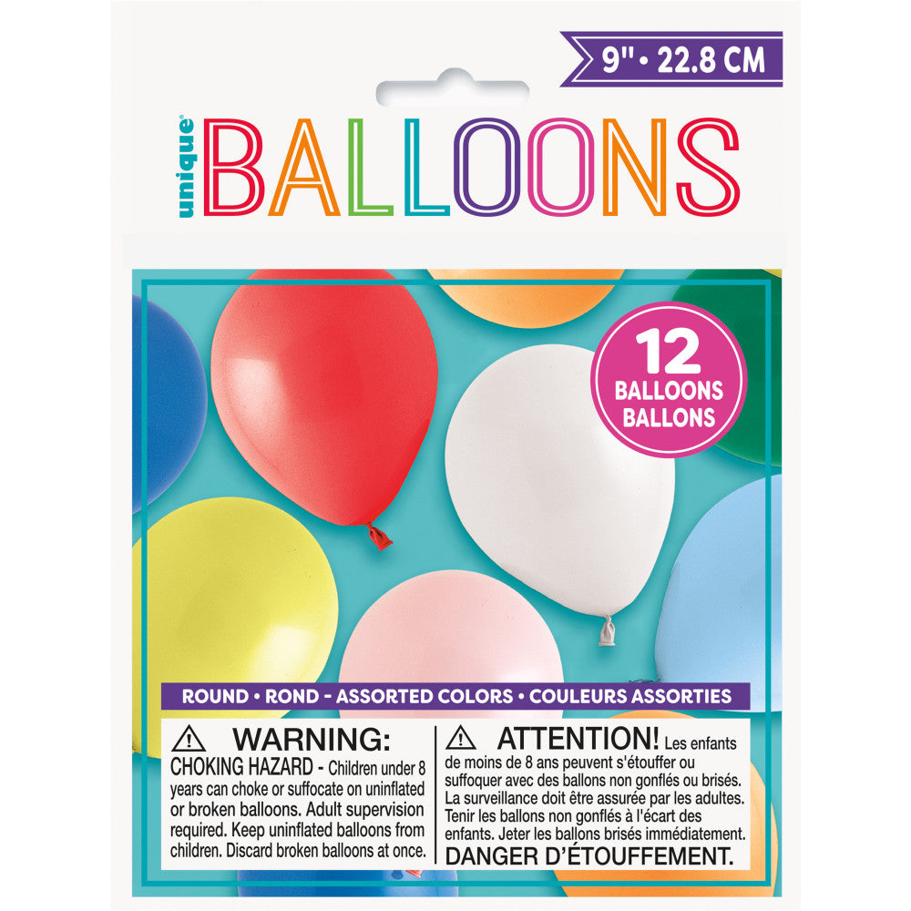 9" Round Latex Balloons, 12ct