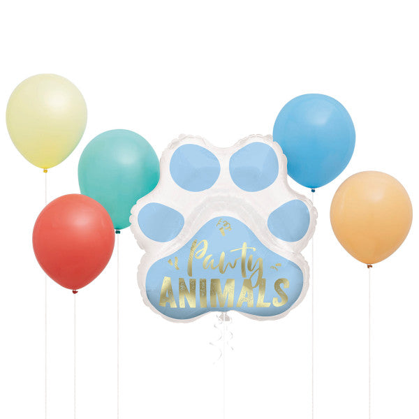 Pawty Animals Paw-Shaped Giant Foil & Latex Balloon Bouquet Kit, 6pc