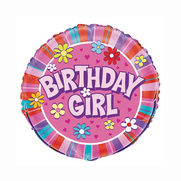 Birthday Girl Round Foil Balloon 18", Bulk