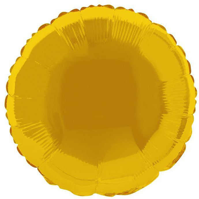 Solid Round Foil Balloon 18", Packaged - Gold