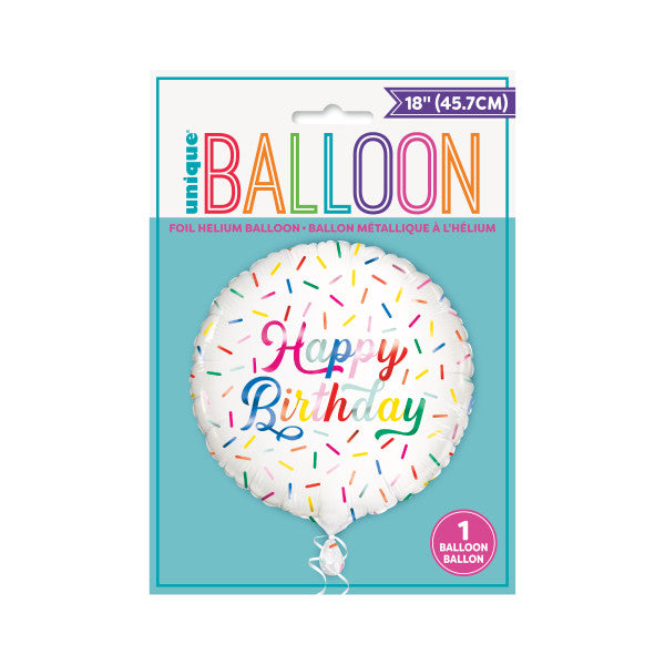 Birthday Sprinkle Happy Birthday Round Foil Balloon 18", Package