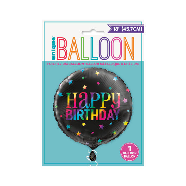 Rainbow Happy Birthday Round Foil Balloon 18", Package