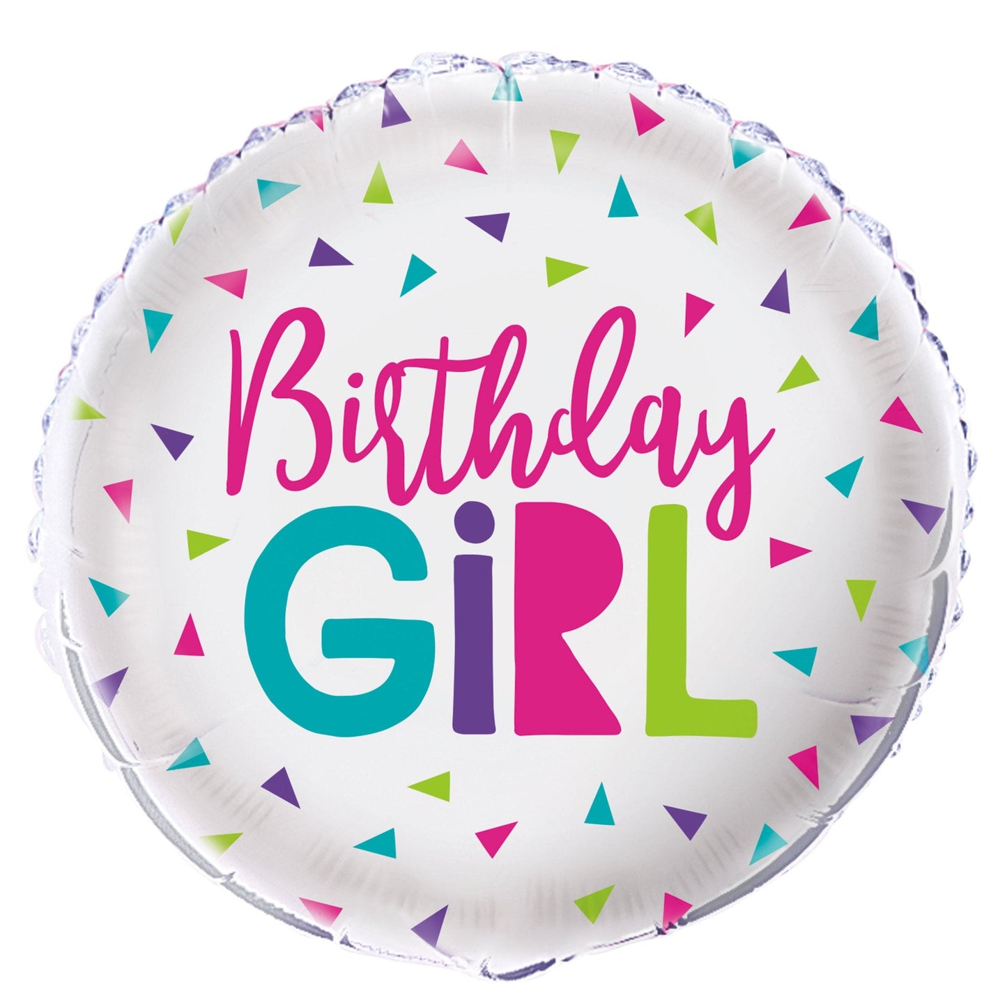 Confetti Birthday Girl Round Foil Balloon 18", Bulk