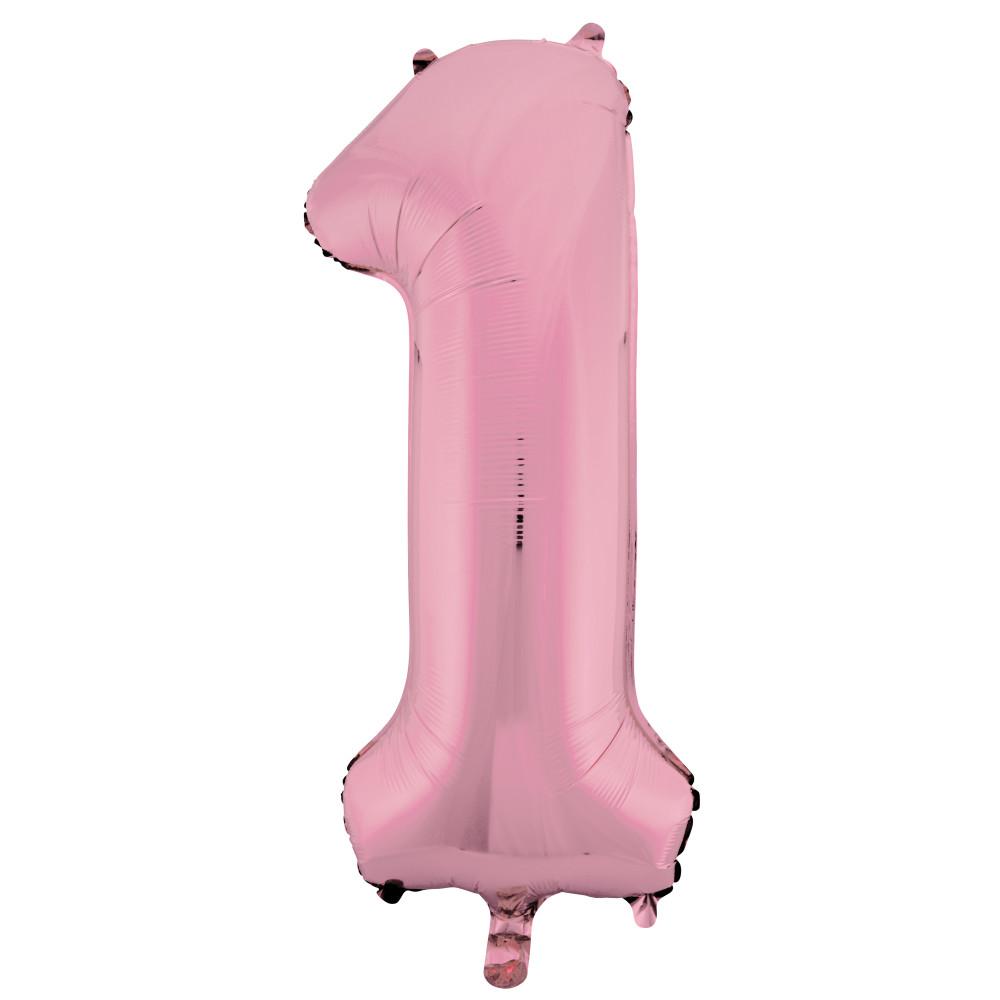 Lovely Pink Number 1 Shaped Foil Balloon 34", Packaged