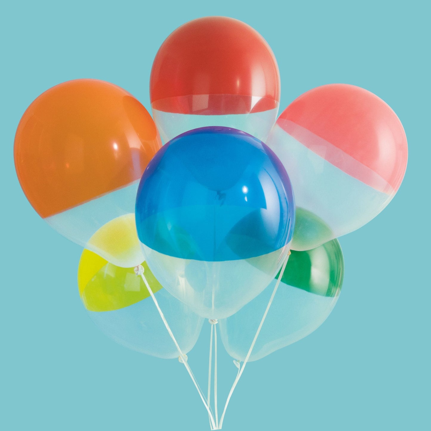 Two-Tone Dipped Rainbow 12" Clear Latex Balloons, 6ct - Assorted
