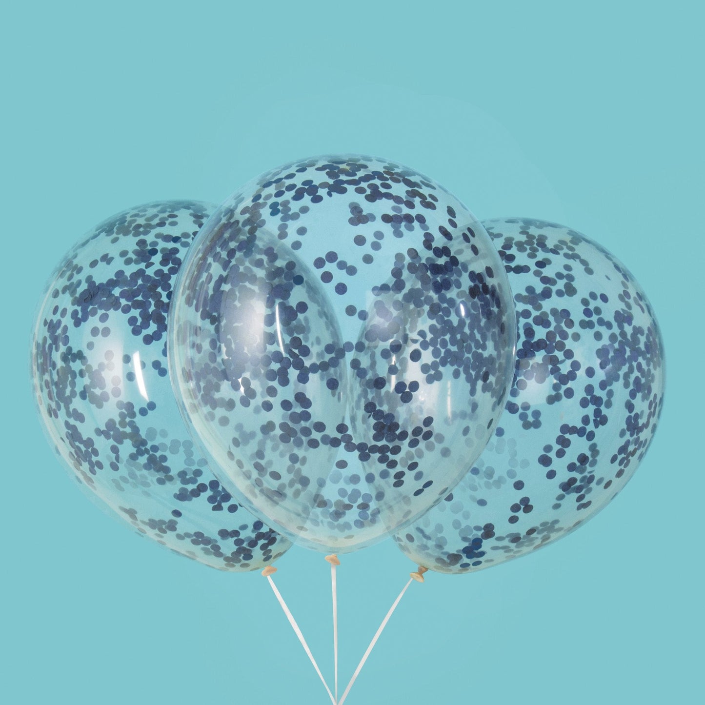 Clear Latex Balloons with Royal Blue Confetti 12", 6ct - Pre-Filled