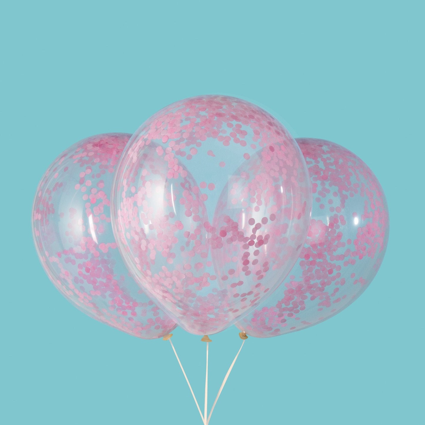 Clear Latex Balloons with Lovely Pink Confetti 12", 6ct - Pre-Filled