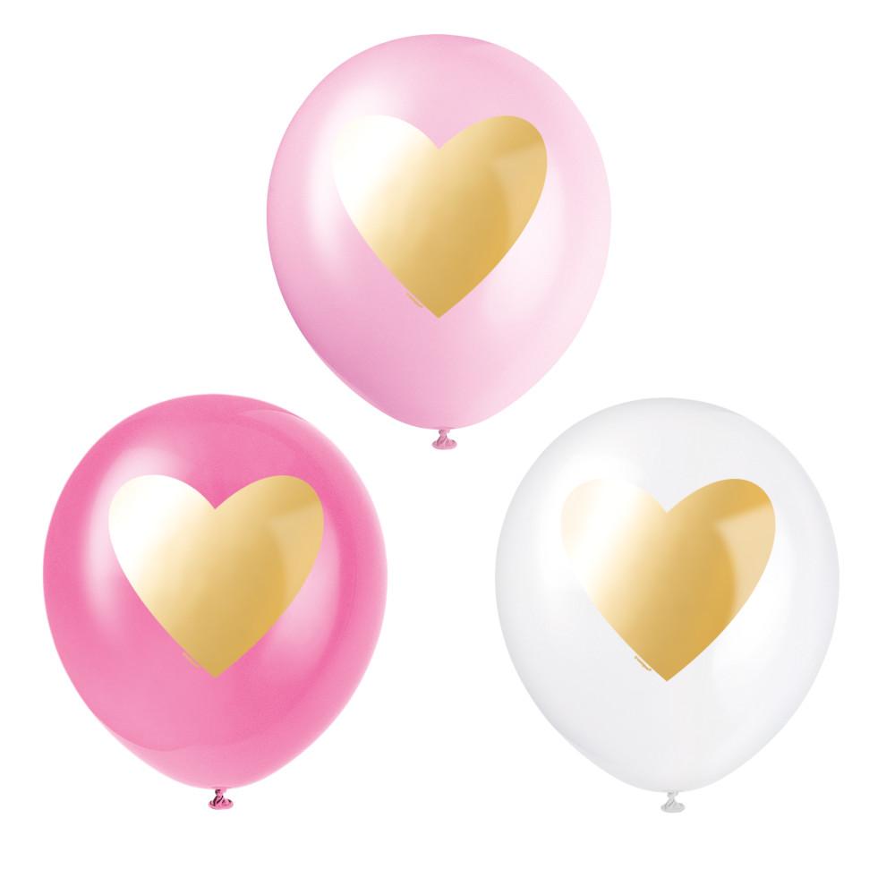 Gold Heart 12" Assorted Latex Balloons, 6ct