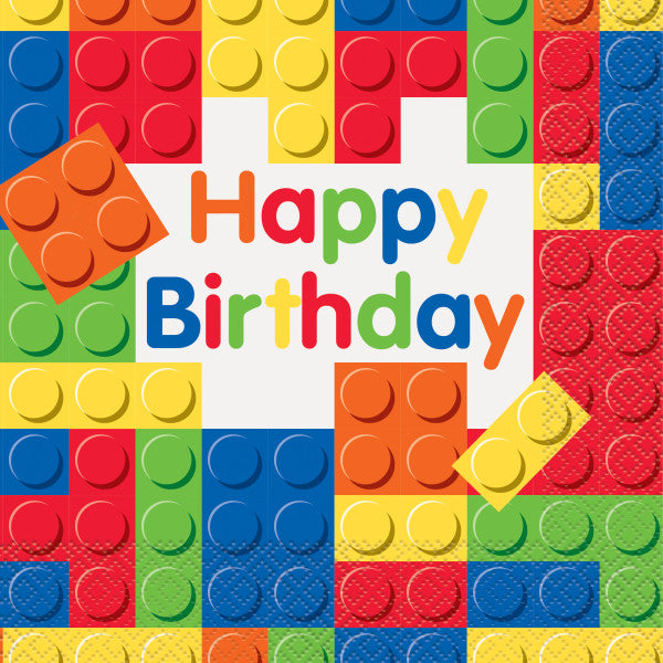 Building Blocks Birthday Luncheon Napkins, 16ct