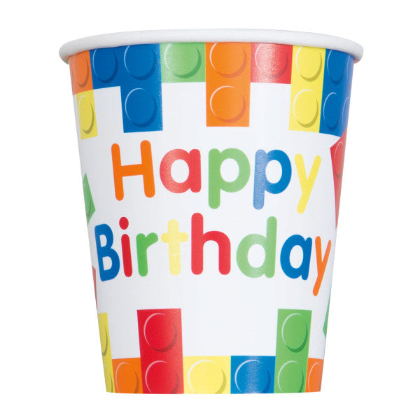 Building Blocks Birthday 9oz Paper Cups, 8ct