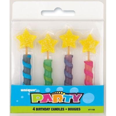 Star Top Birthday Candles, 4ct