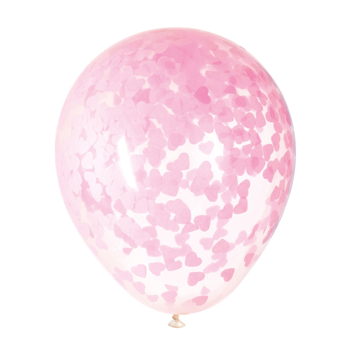 Clear Latex Balloons with Pink Heart Confetti 16", 5ct - Pre-Filled