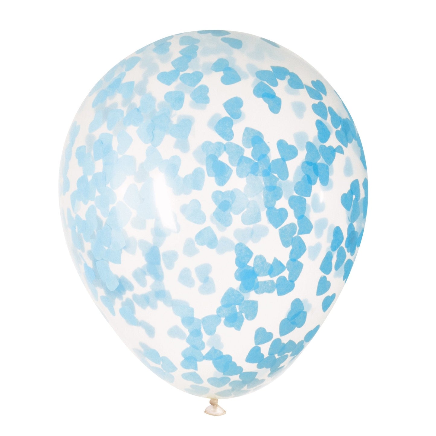 Clear Latex Balloons with Blue Heart Confetti 16", 5ct - Pre-Filled