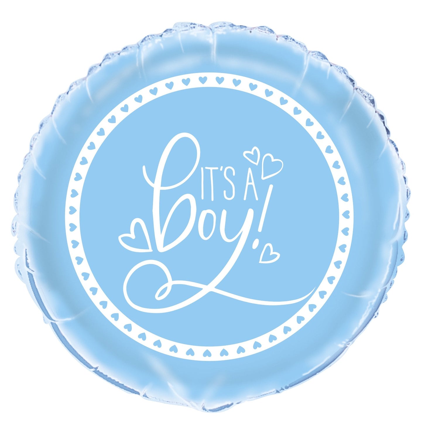 Blue Hearts Baby Shower Round Foil Balloon 18", Packaged