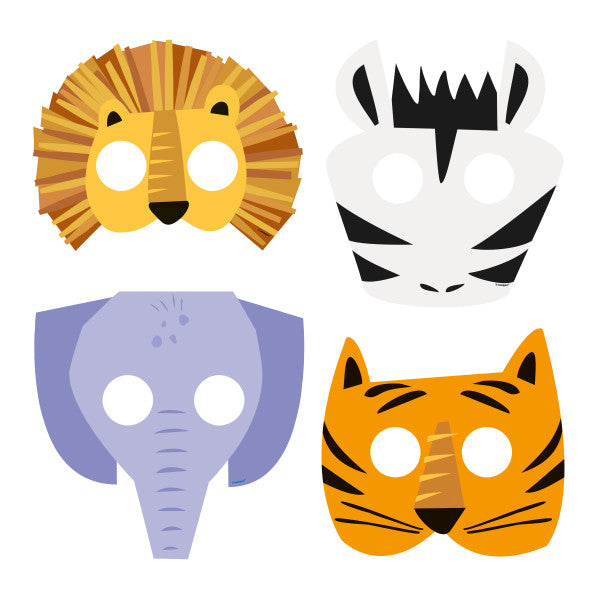 Animal Safari Paper Masks, 8ct