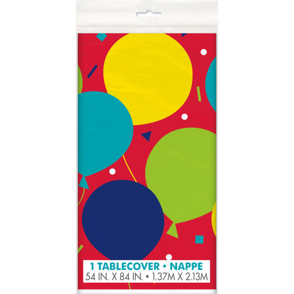 Balloon Party Birthday Rectangular Plastic Table Cover, 54" x 84"