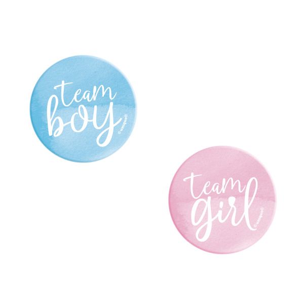 Gender Reveal Buttons, Team Boy or Team Girl 10ct