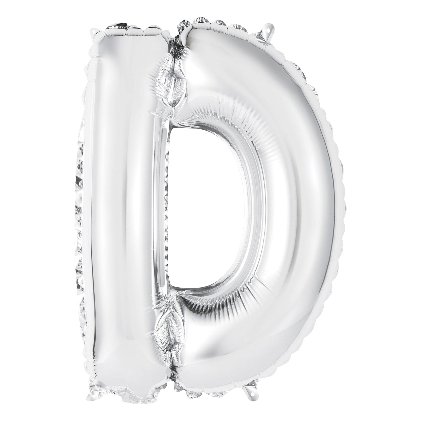 Silver Letter D Shaped Foil Balloon 14", Packaged