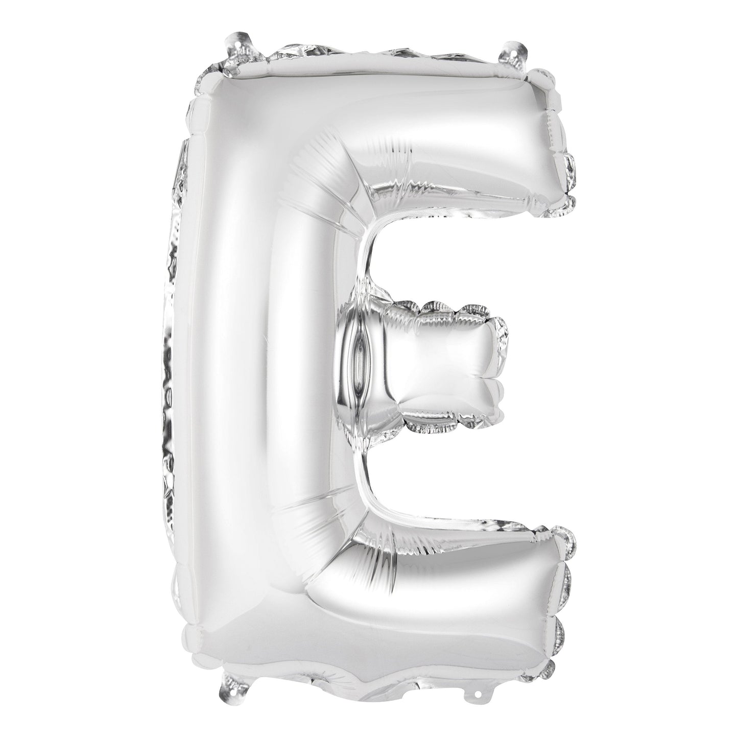 Silver Letter E Shaped Foil Balloon 14", Packaged