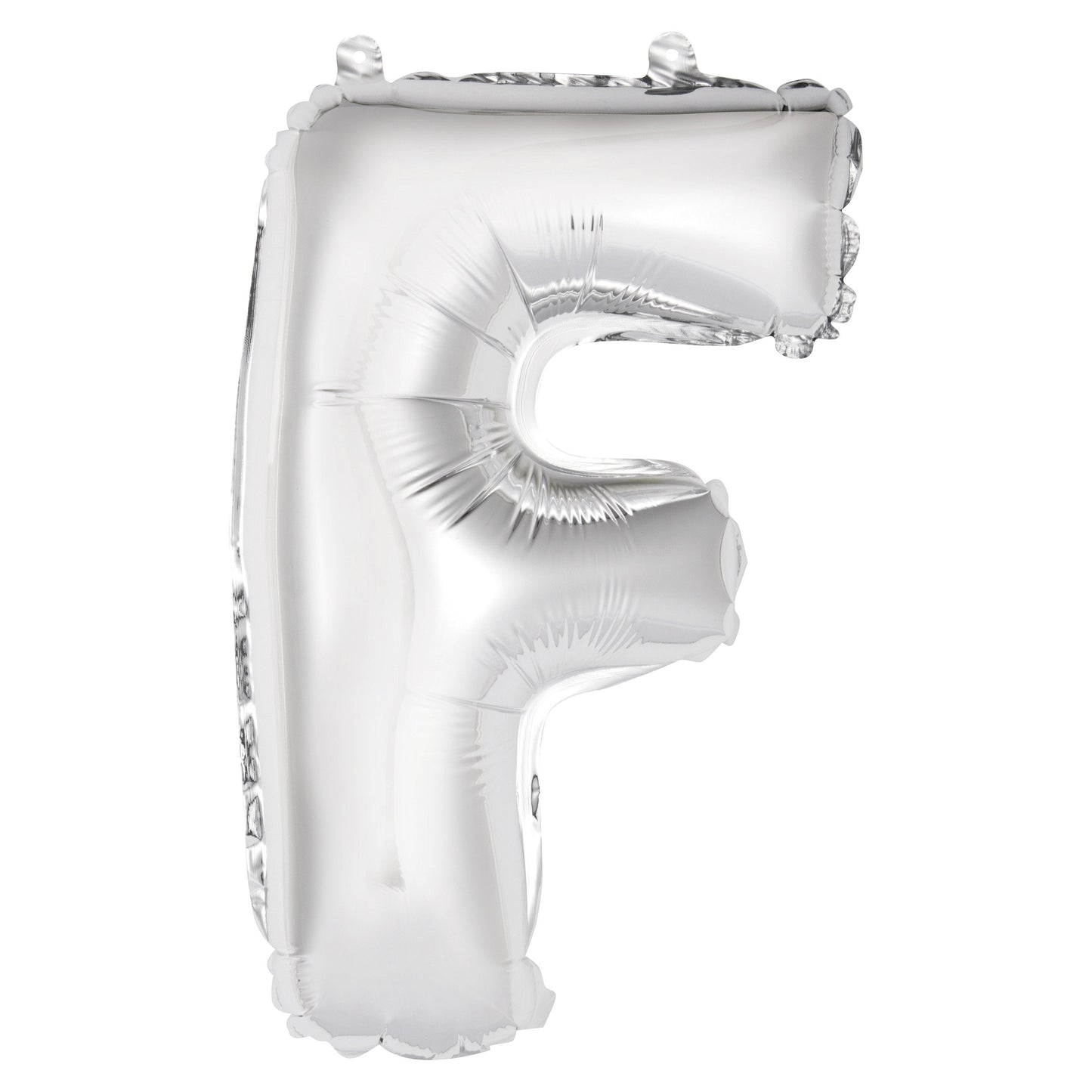 Silver Letter F Shaped Foil Balloon 14", Packaged