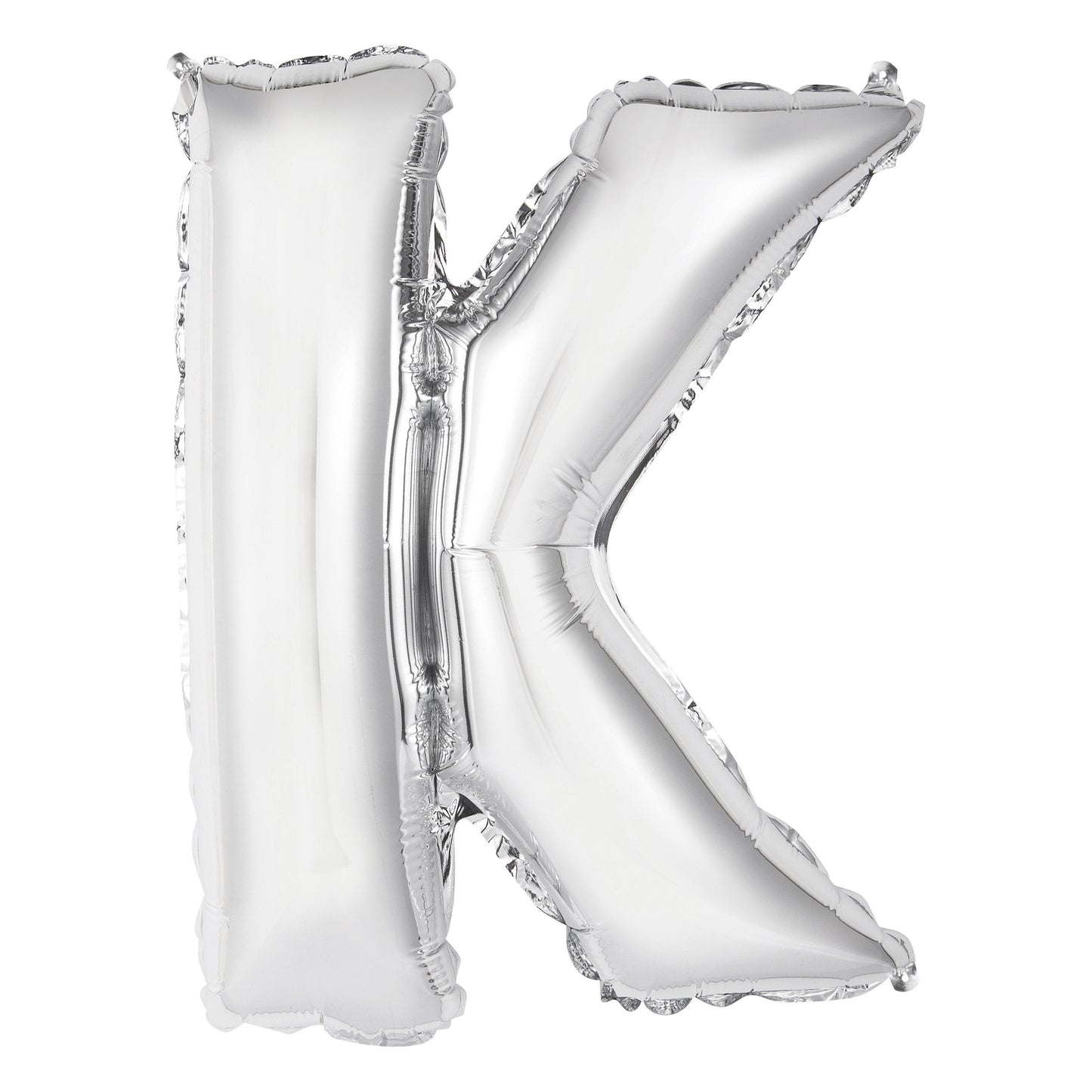 Silver Letter K Shaped Foil Balloon 14", Packaged