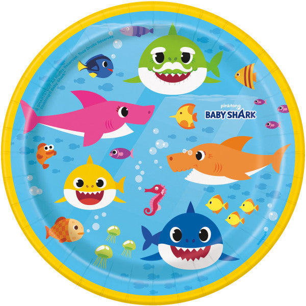 Baby Shark Round 7" Dessert Plates, 8ct