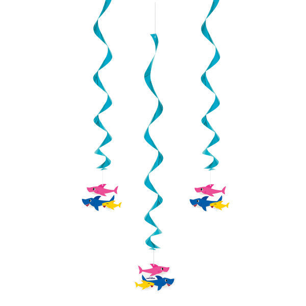 Baby Shark Hanging Swirl Decorations, 26", 3ct