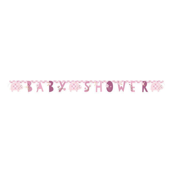 Pink Floral Elephant Jointed Banner