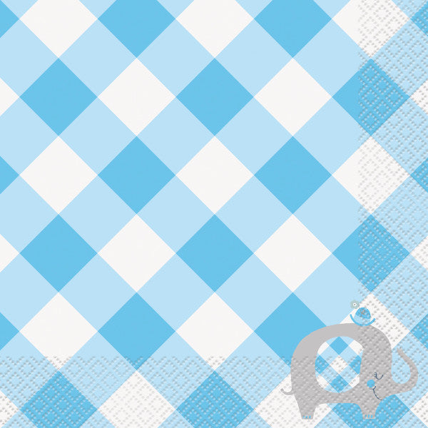 Blue Floral Elephant Luncheon Napkins, 16ct