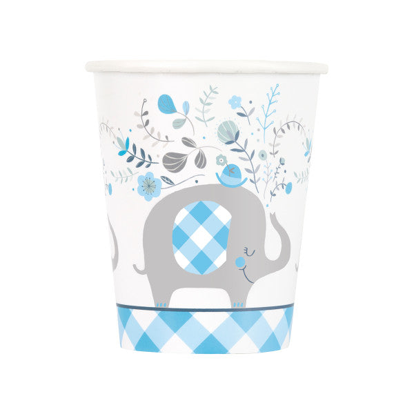 Blue Floral Elephant 9oz Paper Cups, 8ct