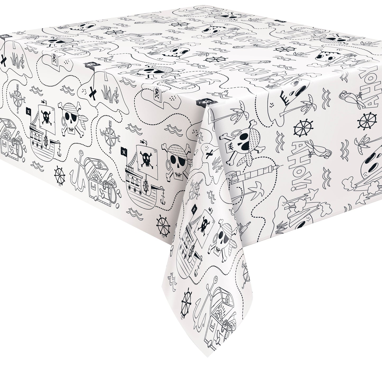 Ahoy Pirate Coloring Paper Table Cover, 54"x84"
